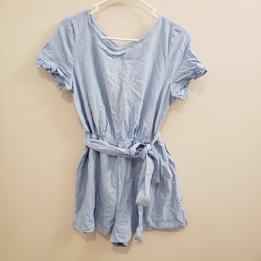 light blue keyhole back romper